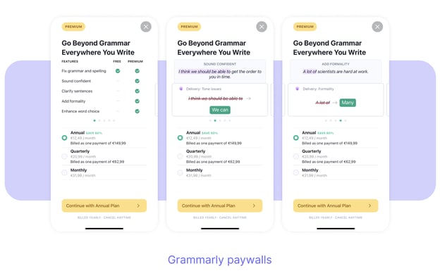 Grammarly app copywriting example