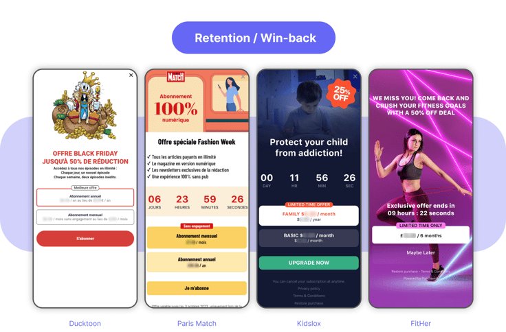 Timer Paywall Examples (Retention / win-back)