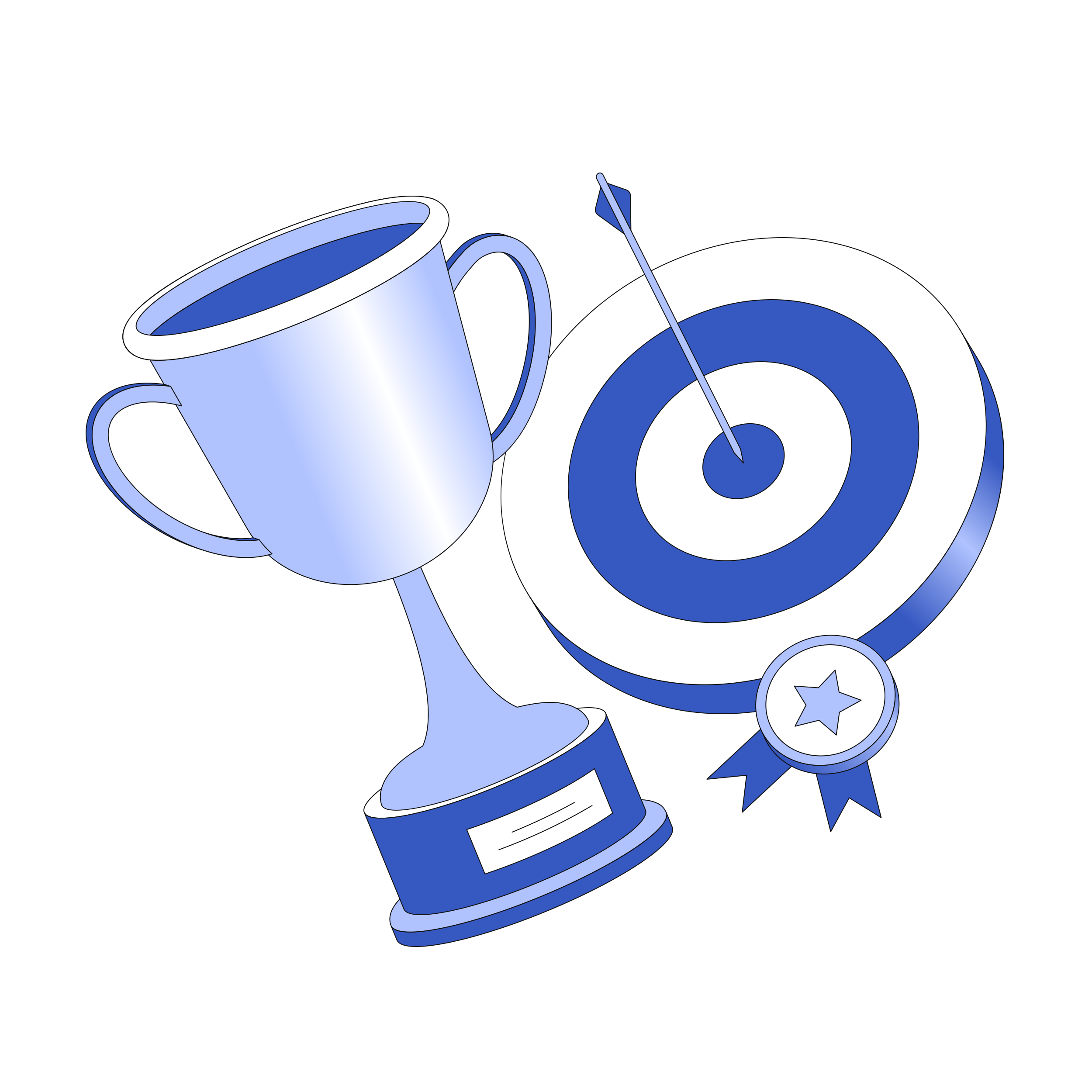 medal and trophy cup awarded for success